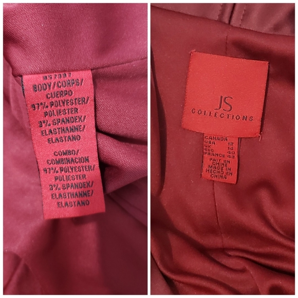 JS Collections Burgundy Buttons Down Blouse Size12 - Picture 7 of 7